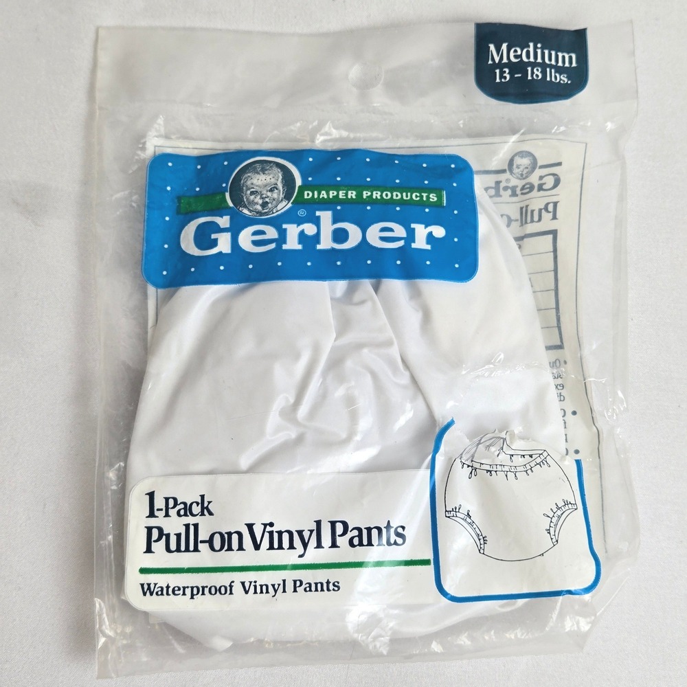 Gerber Pull On Waterproof Vinyl Pants, Medium 13-18 lbs 88502 Open‎ Bag Vtg 1992